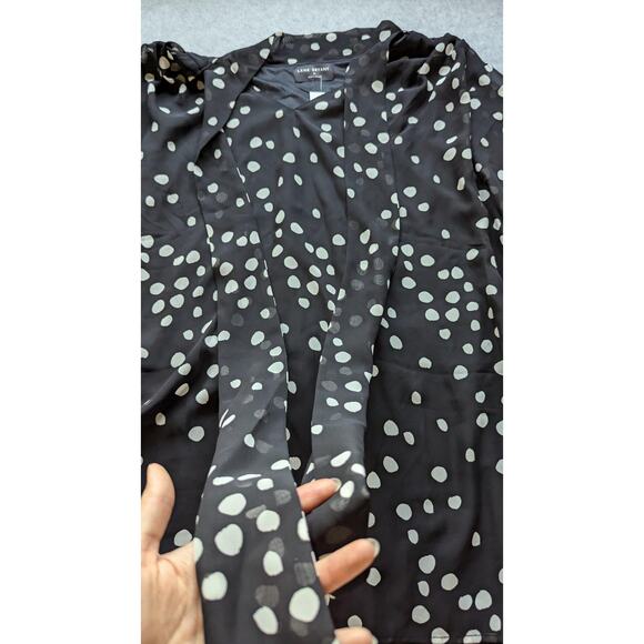 Lane Bryant Women Top Size‎ 20 NWT Tie Front Polka Dot Chiffon Puff Sleeve - Picture 2 of 9